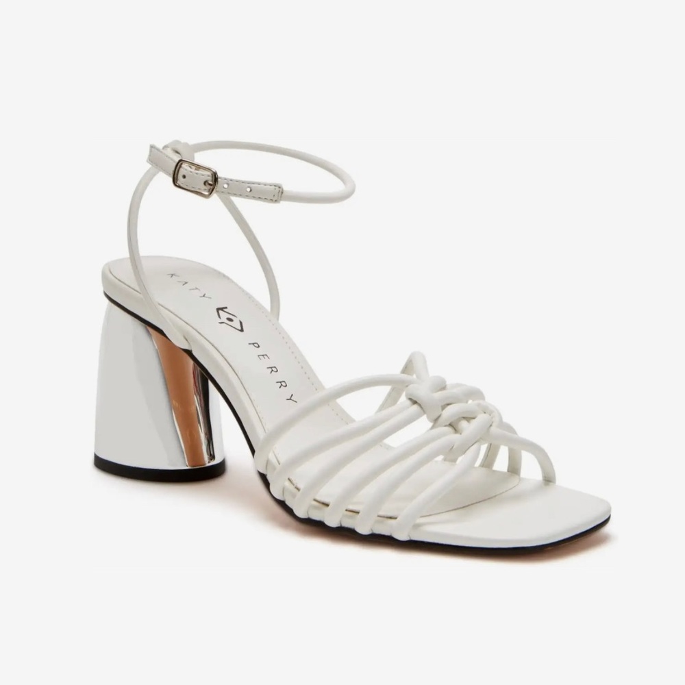 Katy Perry The Timmer Knotted Sandals, Optic White Size 7.5 M / 37.5 New in Box